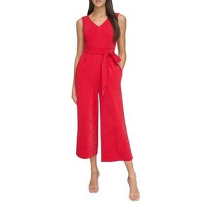 Red Calvin Klein V Neck Jumpsuit Size 8